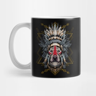 Chieftain Pitbull Dog Indian Headdress Warrior Mug